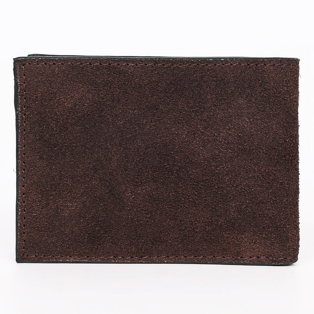 American Darling Suede Bifold Wallet with White Stitch Design