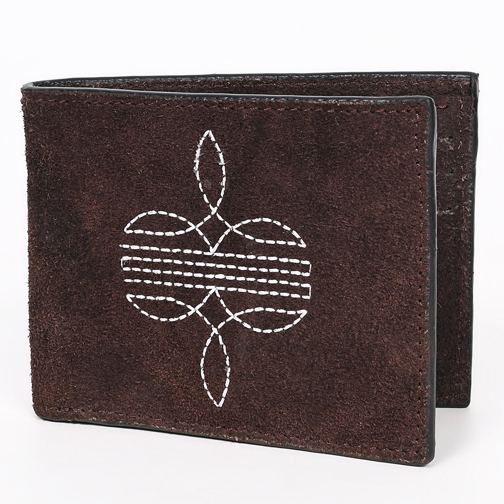 American Darling Suede Bifold Wallet with White Stitch Design