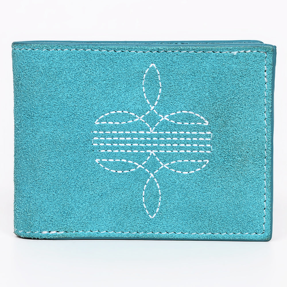 American Darling Suede Bifold Wallet with White Stitch Design