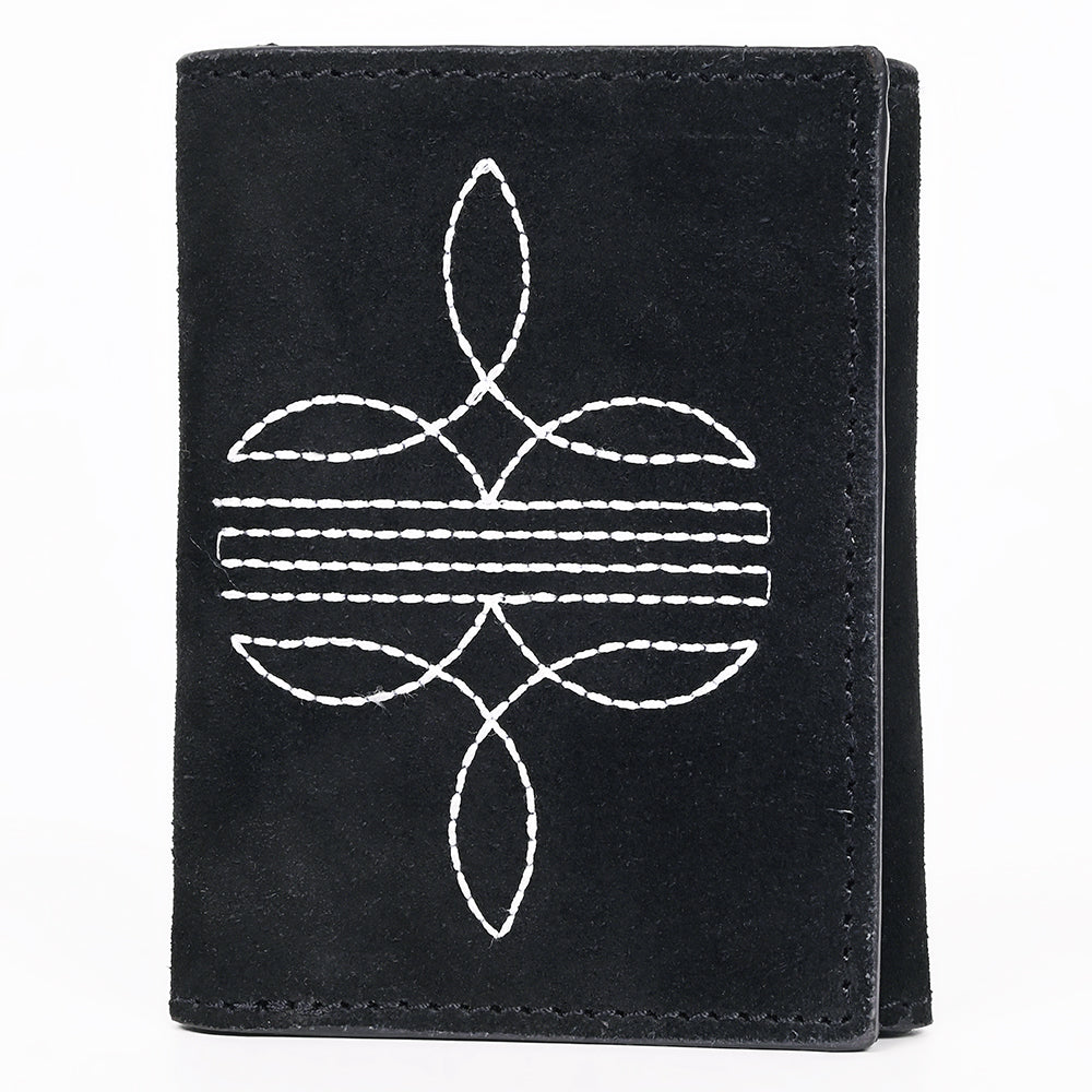 American Darling Suede Card Wallet with White Stitch Design