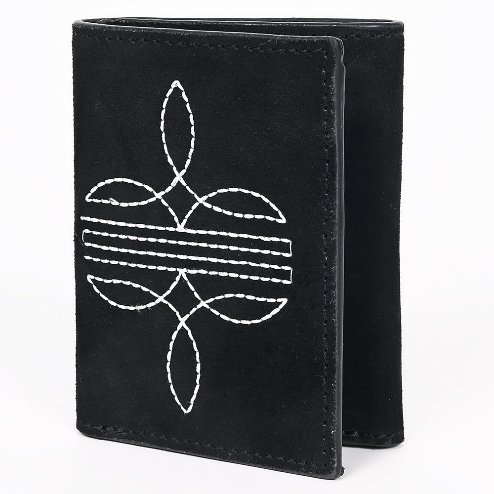 American Darling Suede Card Wallet with White Stitch Design