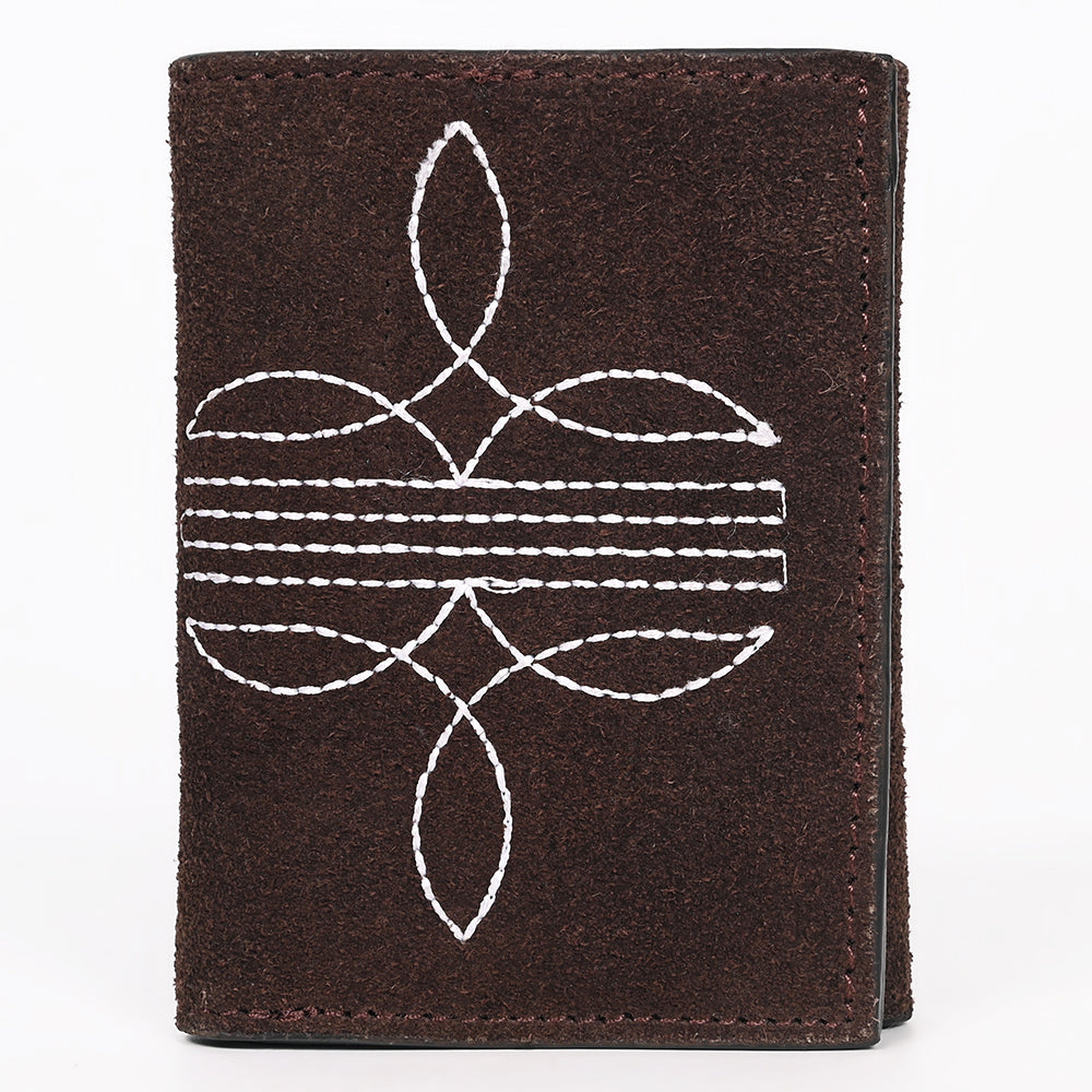 American Darling Suede Card Wallet with White Stitch Design