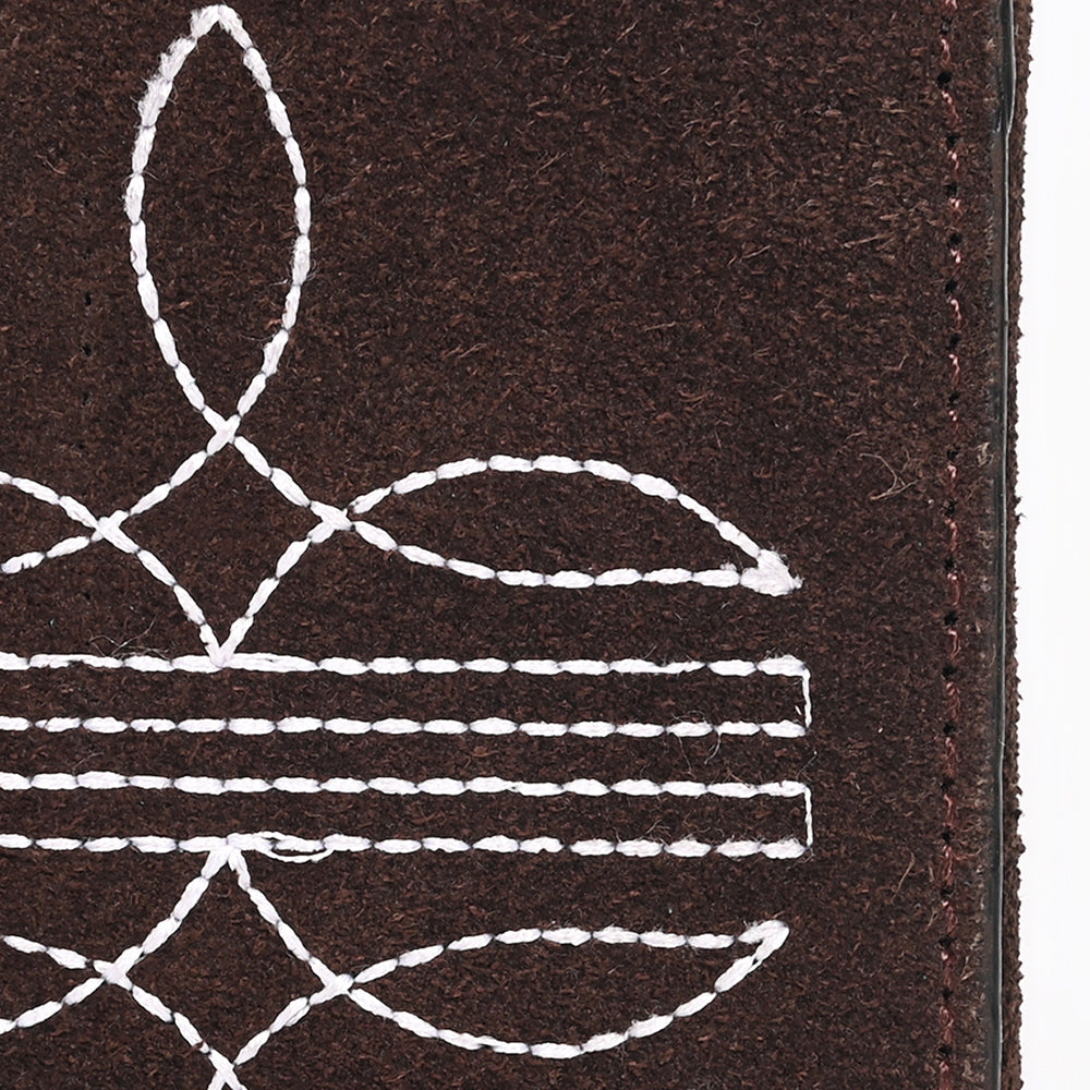 American Darling Suede Card Wallet with White Stitch Design