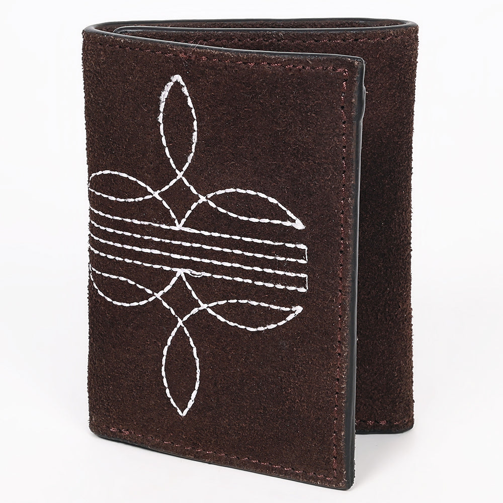 American Darling Suede Card Wallet with White Stitch Design