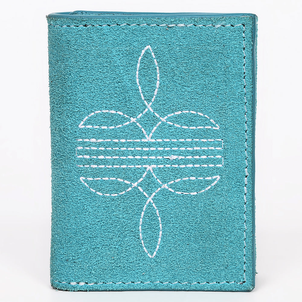 American Darling Suede Card Wallet with White Stitch Design
