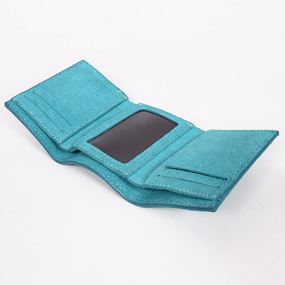 American Darling Suede Card Wallet with White Stitch Design