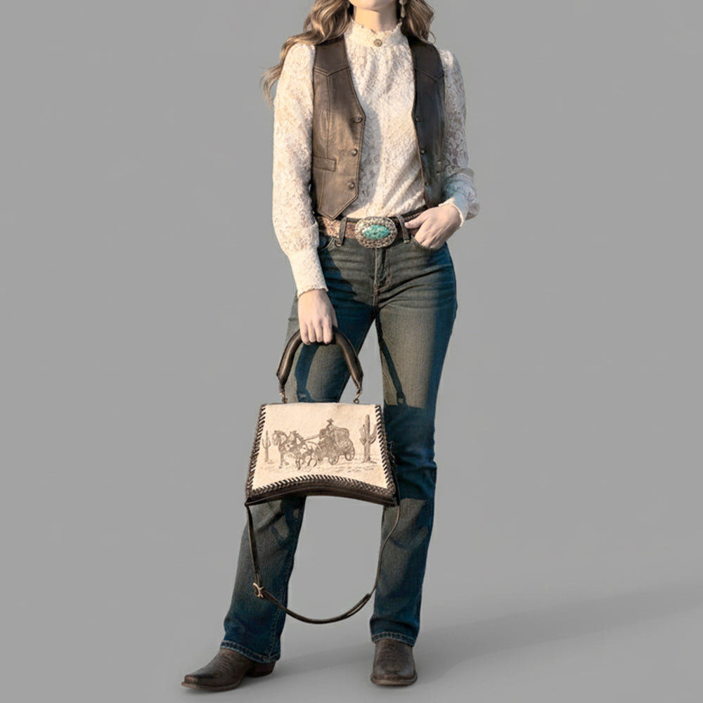 American Darling Crossbody Hair-On Genuine Leather Women Bag Western Handbag Purse