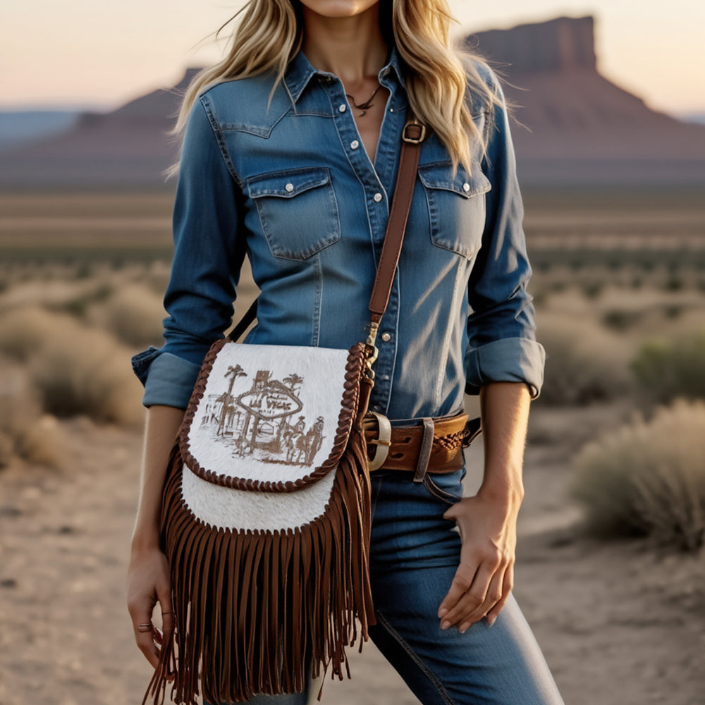 American Darling Crossbody Hair On Full Grain Genuine Western Leather Women Bag | Handbag Purse for Cute