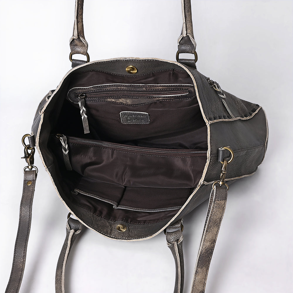 American Darling Tote Bag - Genuine Vegetable-Tanned Leather Western Purse with Buck Stitching & YKK Zipper