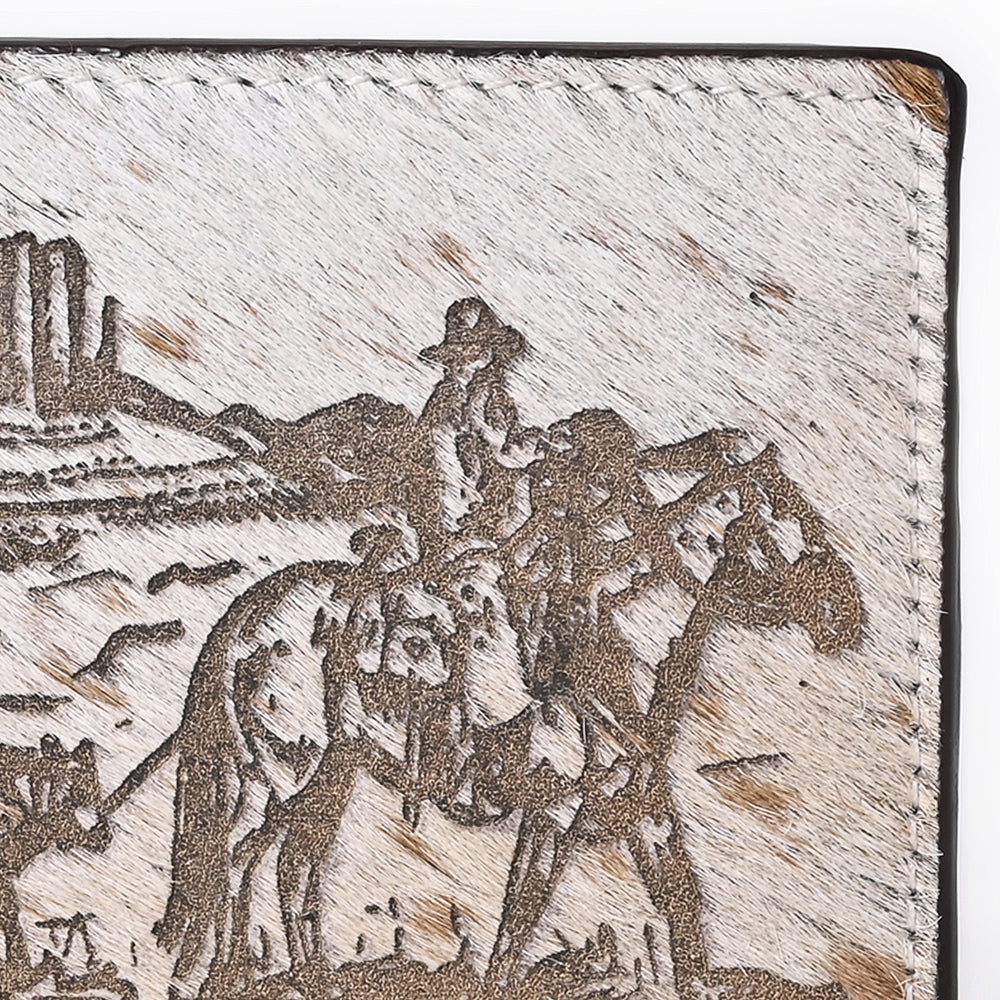 American Darling Wallet Western Hair-On Cowhide Genuine Leather Handcrafted Pocket Bifold Wallet with ID Window