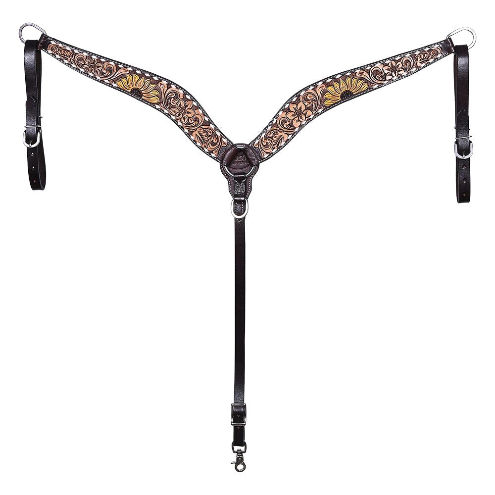 Hand-Carved Leather Western Headstall And Breast Collar Set For Training And Showing
