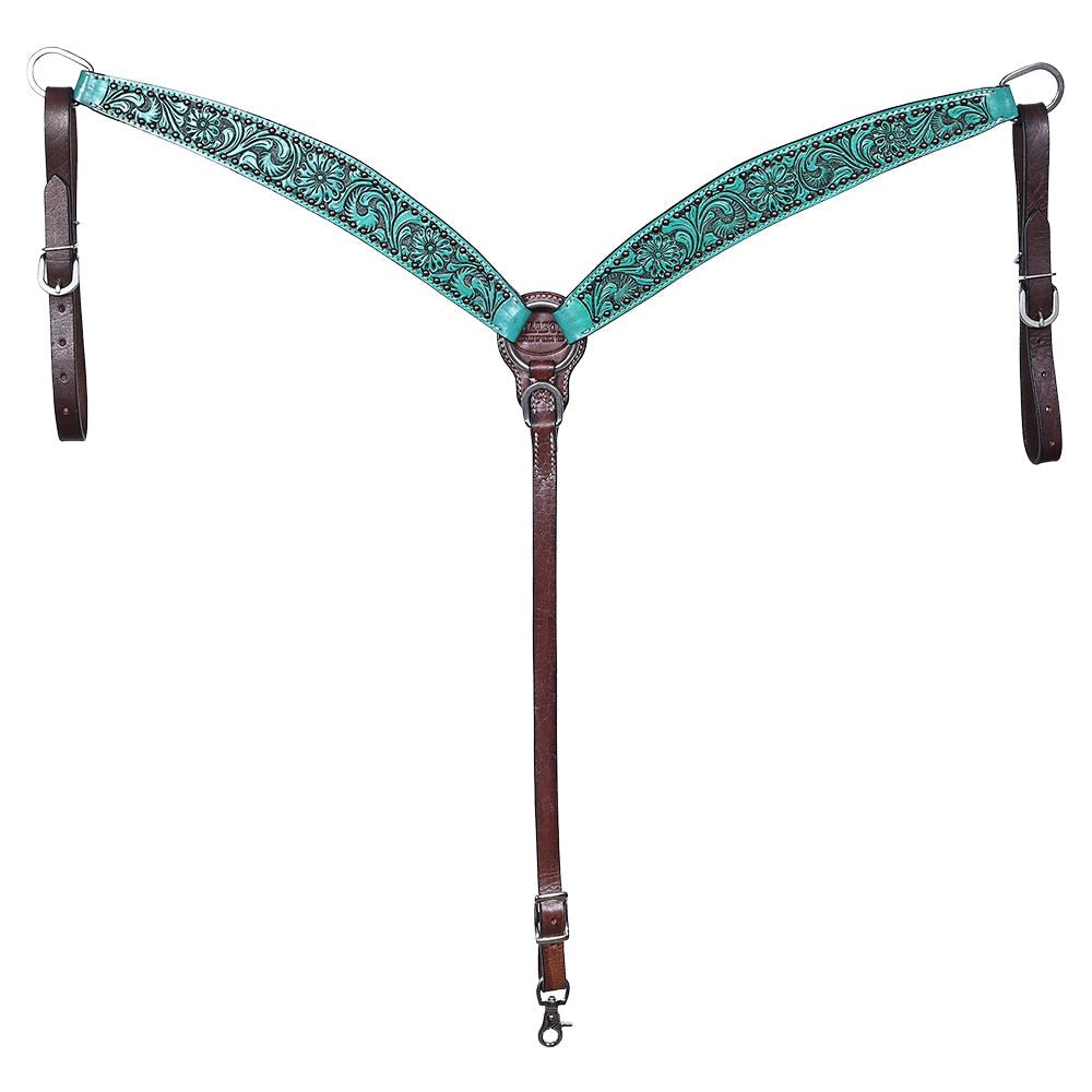 Hand-Carved Leather Western Headstall And Breast Collar Set For Training And Showing