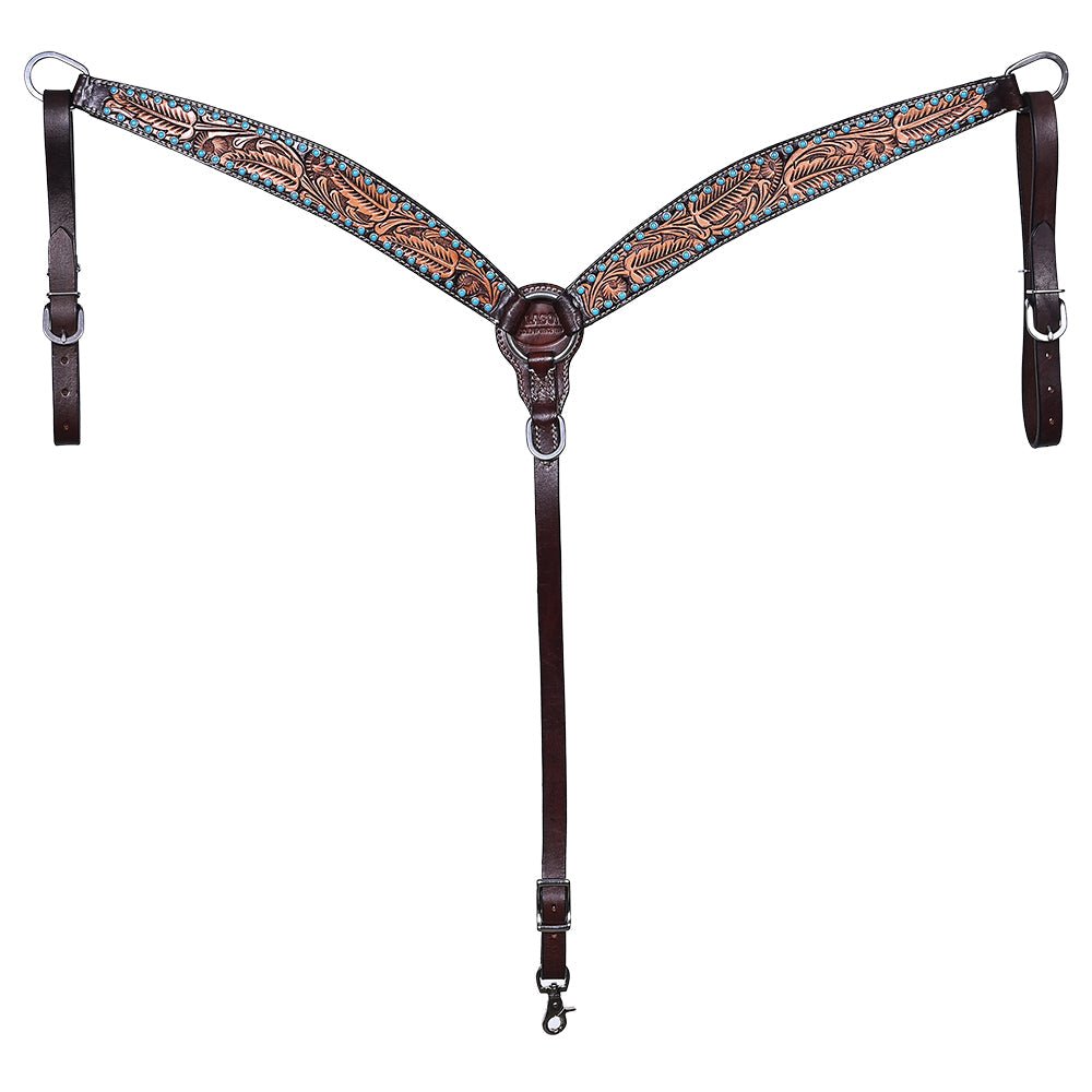 Hand-Carved Leather Western Headstall And Breast Collar Set For Training And Showing