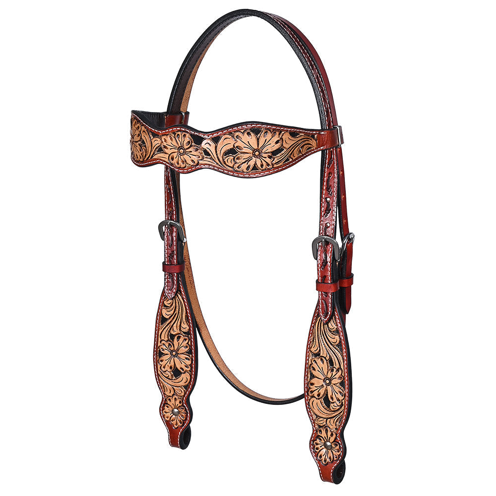 HILASON Western Horse Floral Hand Carved Tack Set Genuine Leather Brown