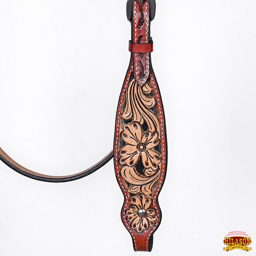 HILASON Western Horse Floral Hand Carved Tack Set Genuine Leather Brown
