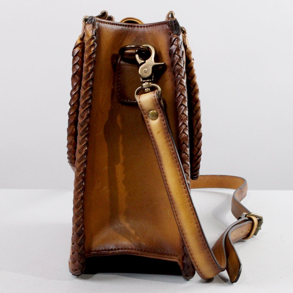 Handcrafted Leather Crossbody Bag With Diamond Quilting Details In Burnished Tan