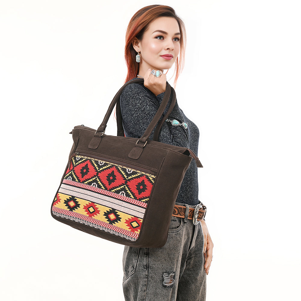Ohlay Tote Upcycled Canvas Genuine Leather