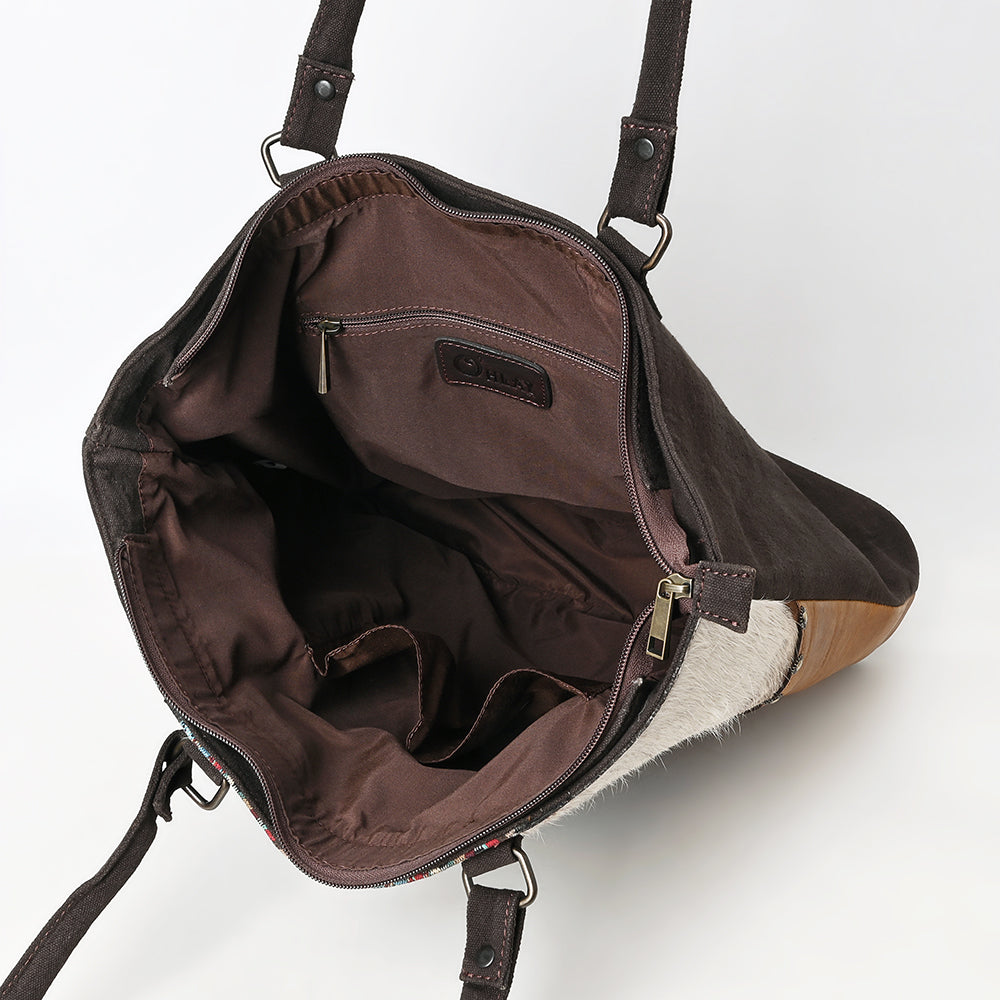 Ohlay Tote Hair-On Upcycled Canvas Genuine Leather