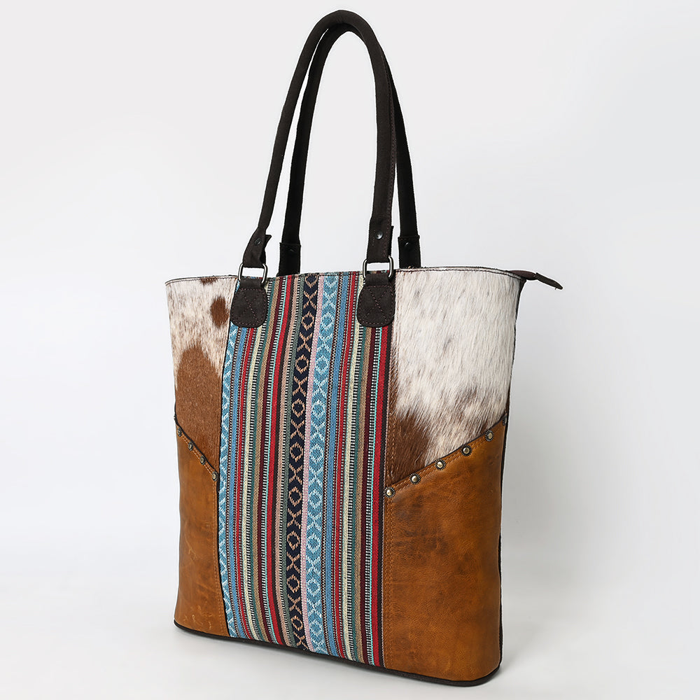 Ohlay Tote Hair-On Upcycled Canvas Genuine Leather