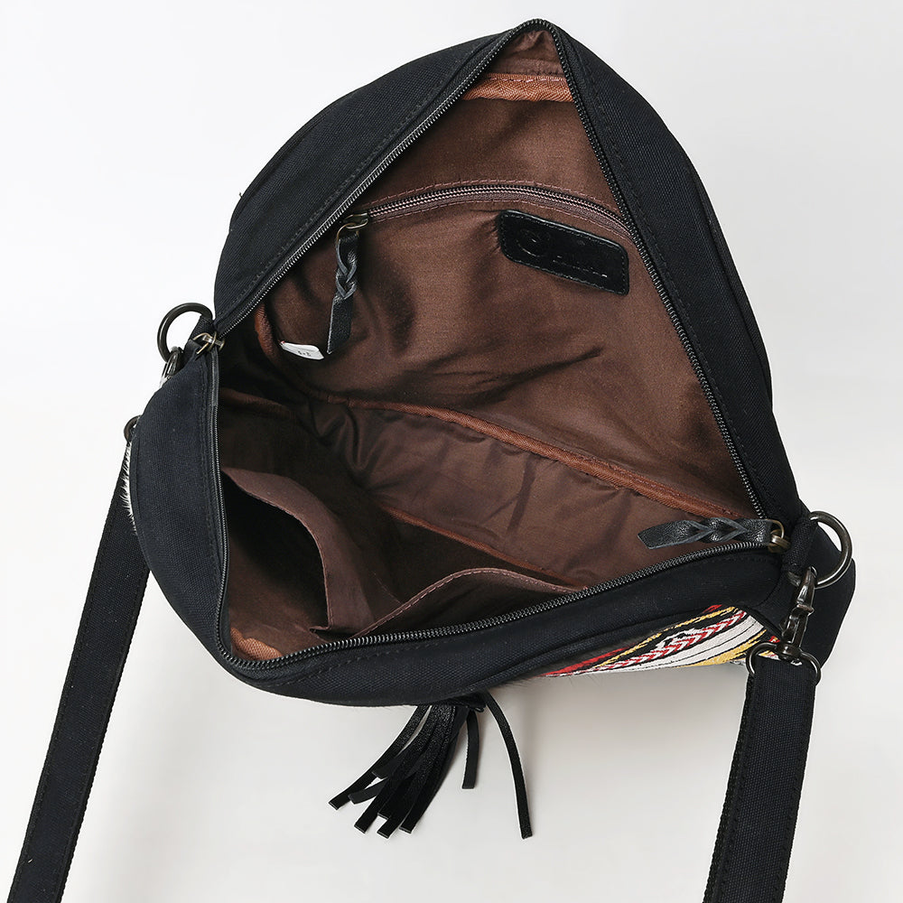Ohlay Crossbody Hair-On Upcycled Canvas Genuine Leather