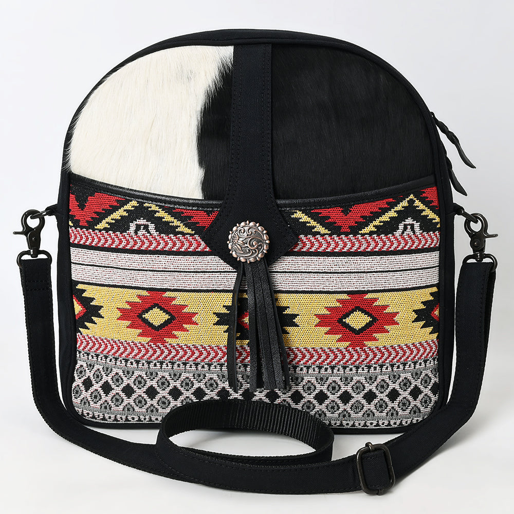 Ohlay Crossbody Hair-On Upcycled Canvas Genuine Leather