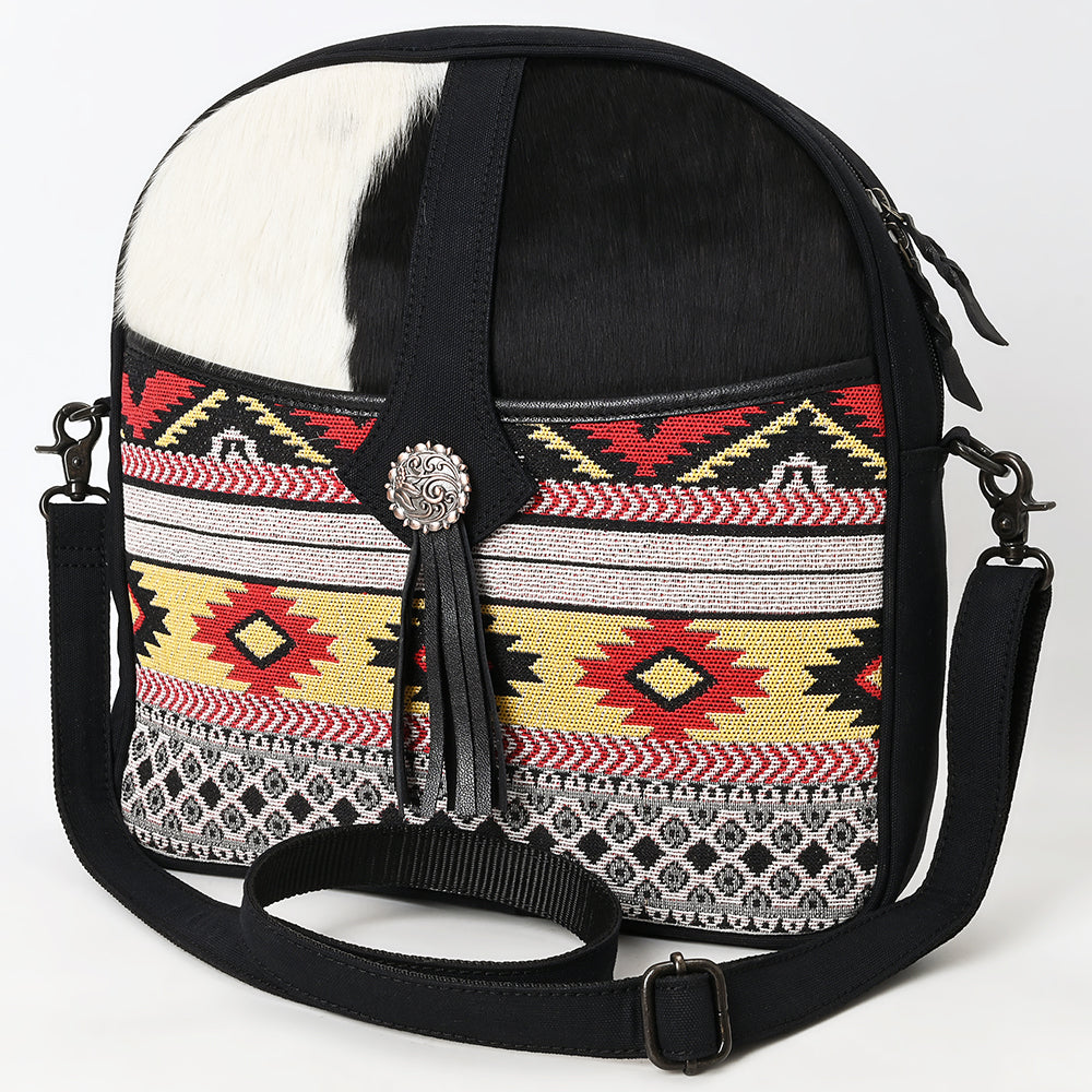 Ohlay Crossbody Hair-On Upcycled Canvas Genuine Leather