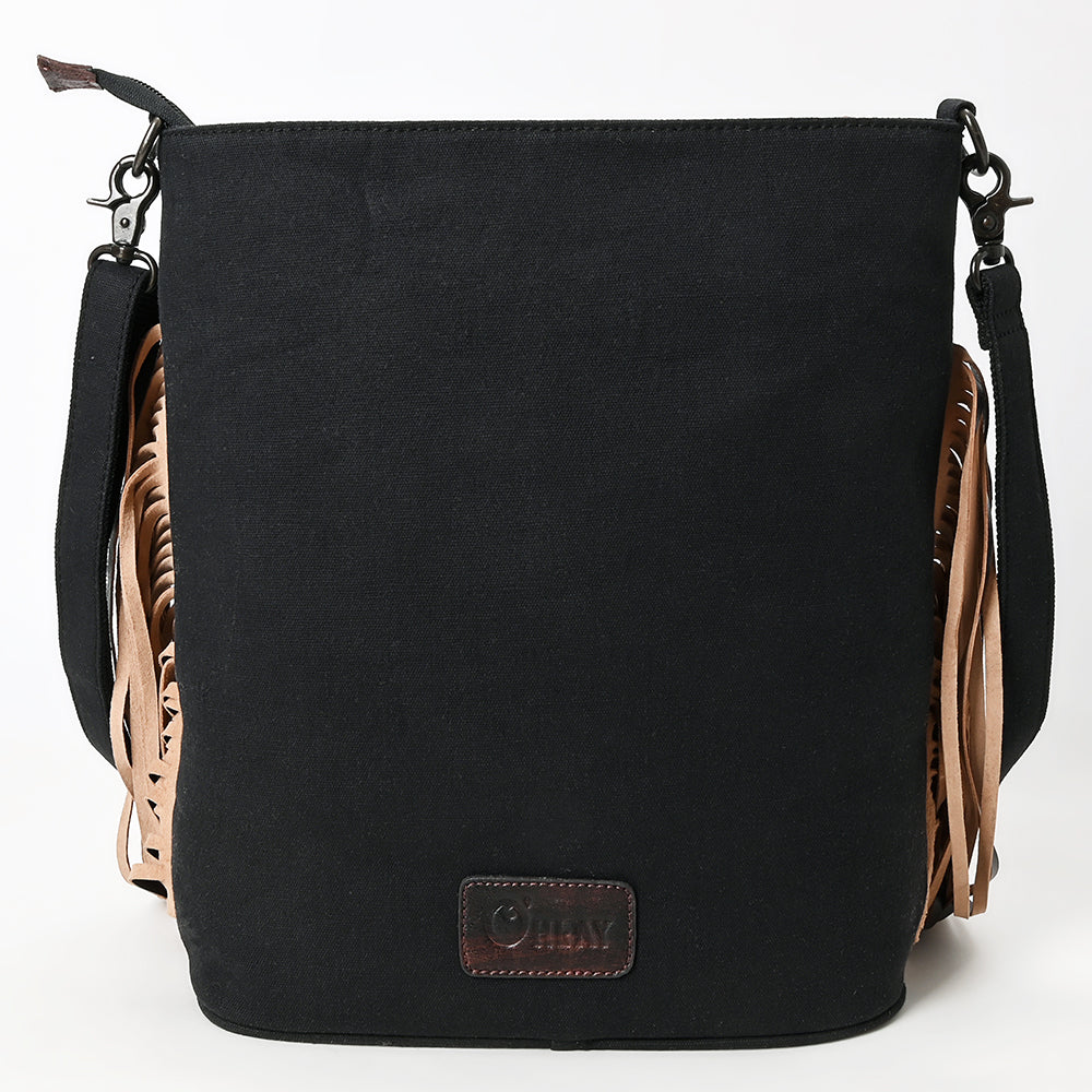 Ohlay Large Crossbody Hair-On Upcycled Canvas Genuine Leather