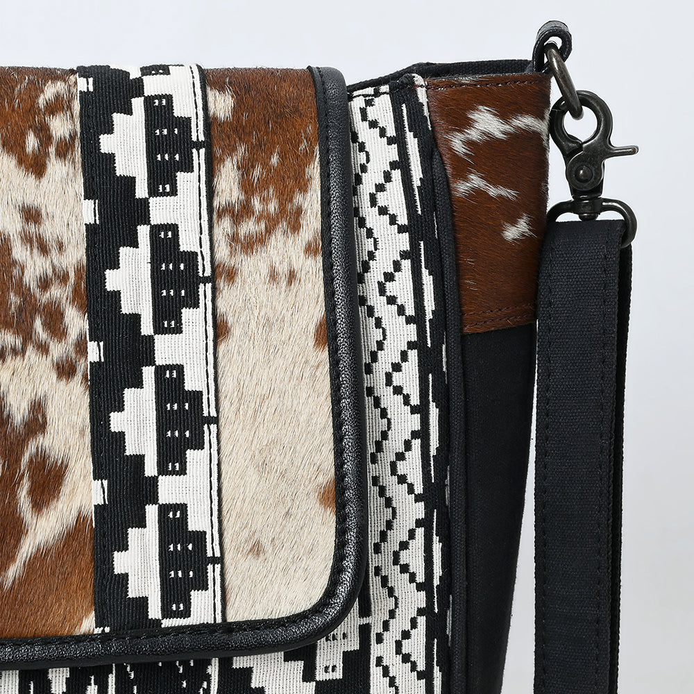 Ohlay Crossbody Hair-On Upcycled Canvas Genuine Leather