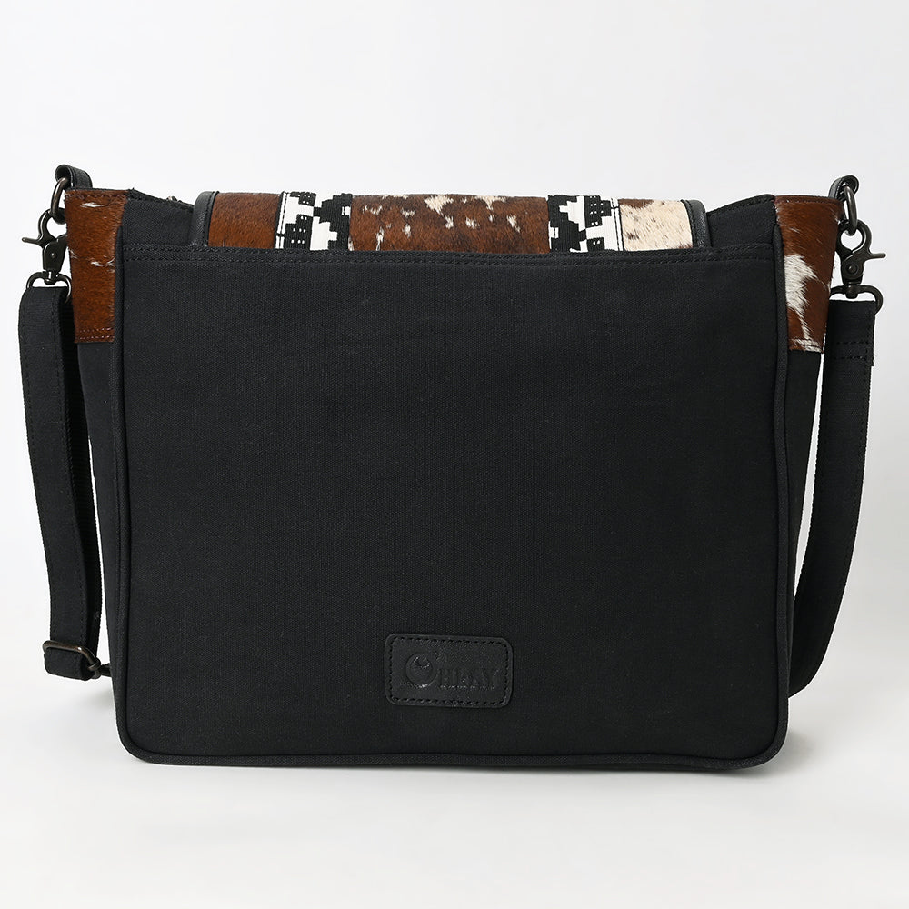 Ohlay Crossbody Hair-On Upcycled Canvas Genuine Leather