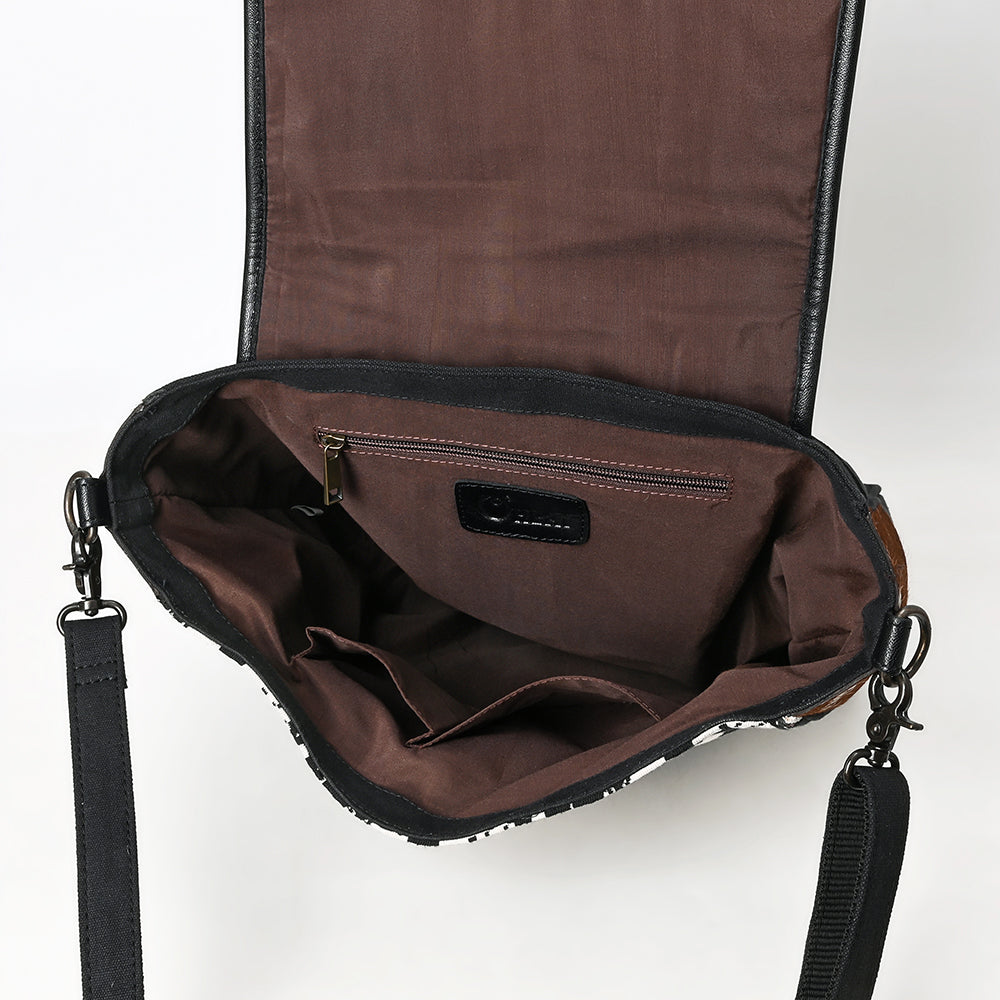 Ohlay Crossbody Hair-On Upcycled Canvas Genuine Leather