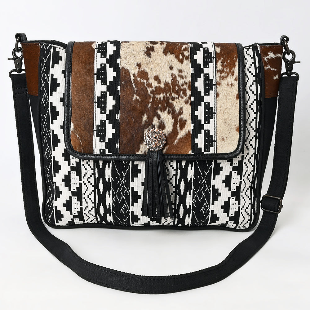 Ohlay Crossbody Hair-On Upcycled Canvas Genuine Leather