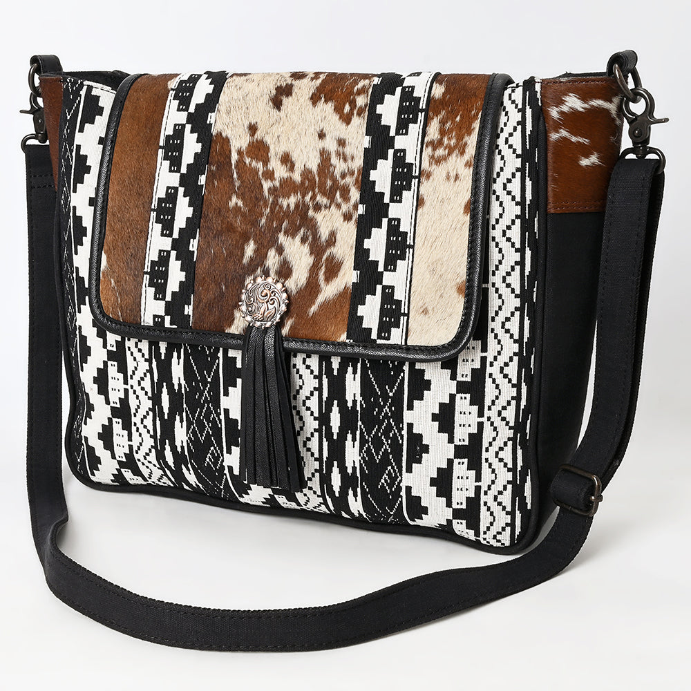 Ohlay Crossbody Hair-On Upcycled Canvas Genuine Leather