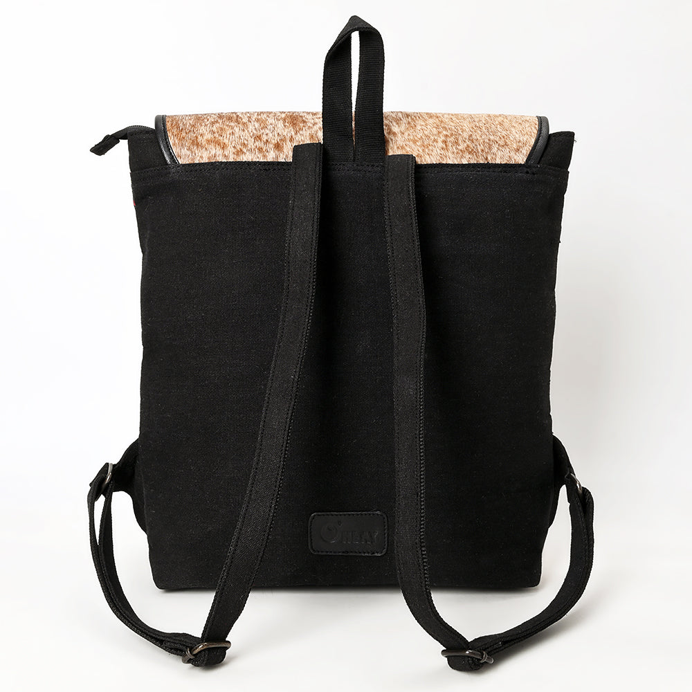 OHLAY Hair-On Canvas Leather Backpack