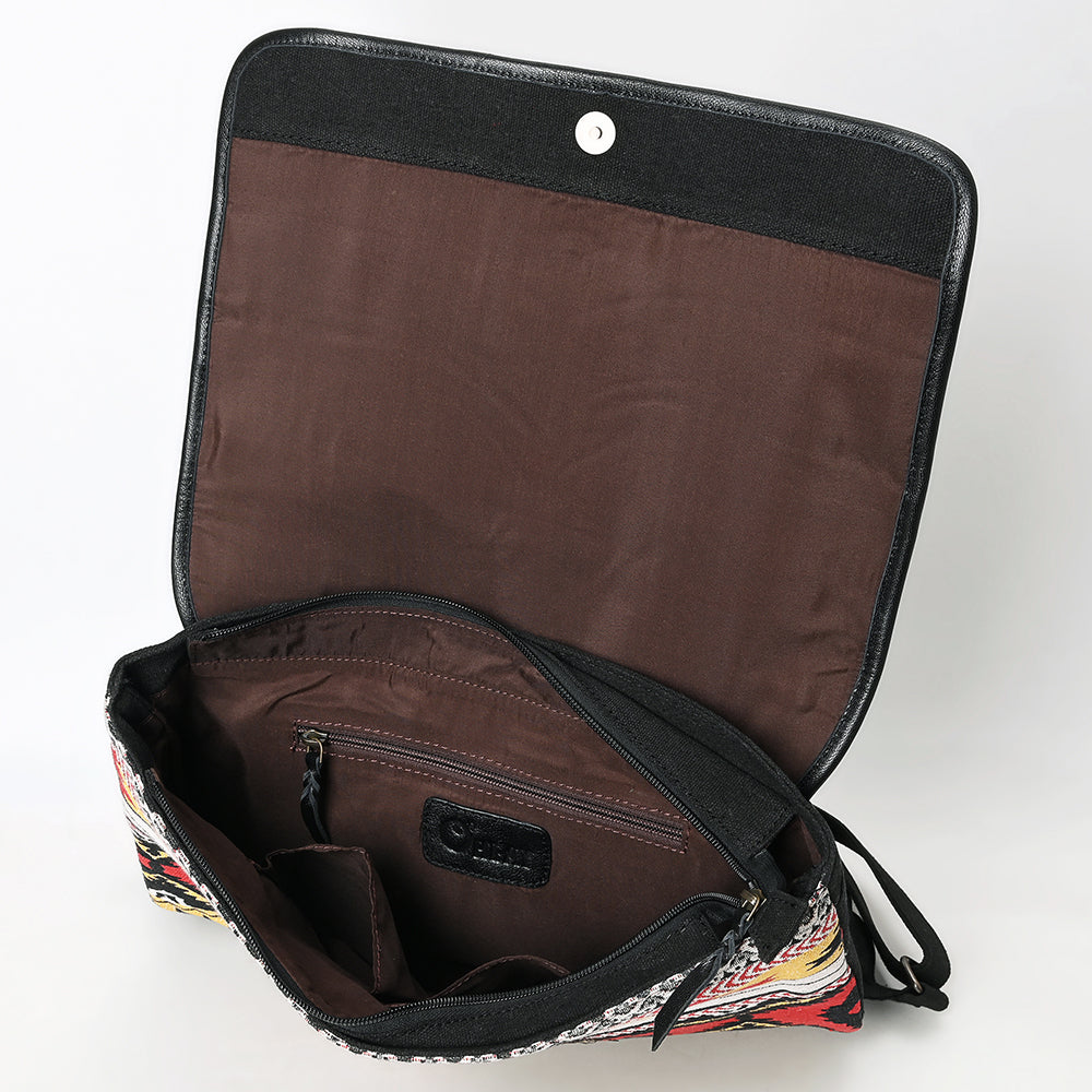 OHLAY Hair-On Canvas Leather Backpack