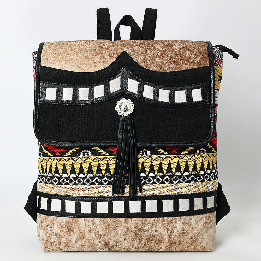 OHLAY Hair-On Canvas Leather Backpack