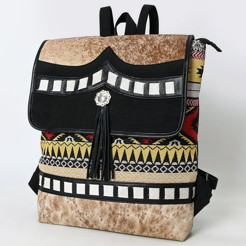 OHLAY Hair-On Canvas Leather Backpack