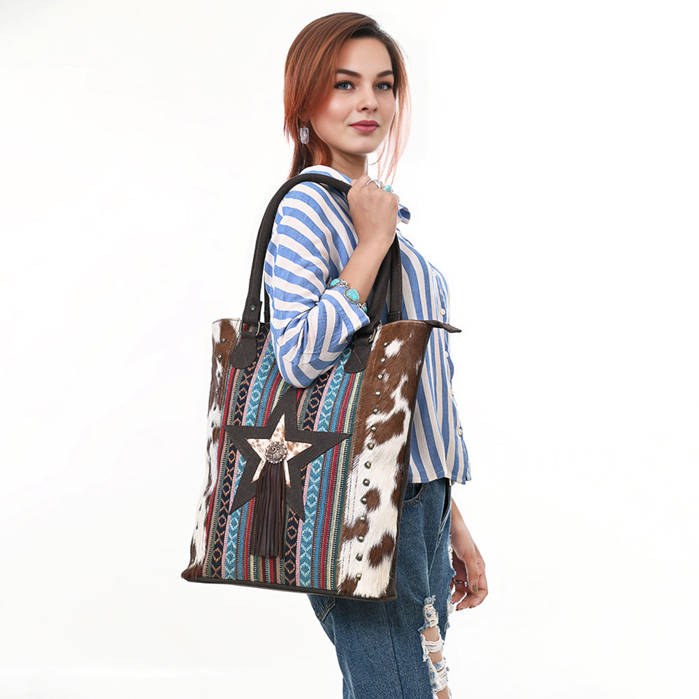 Ohlay Tote Hair-On Upcycled Canvas Genuine Leather