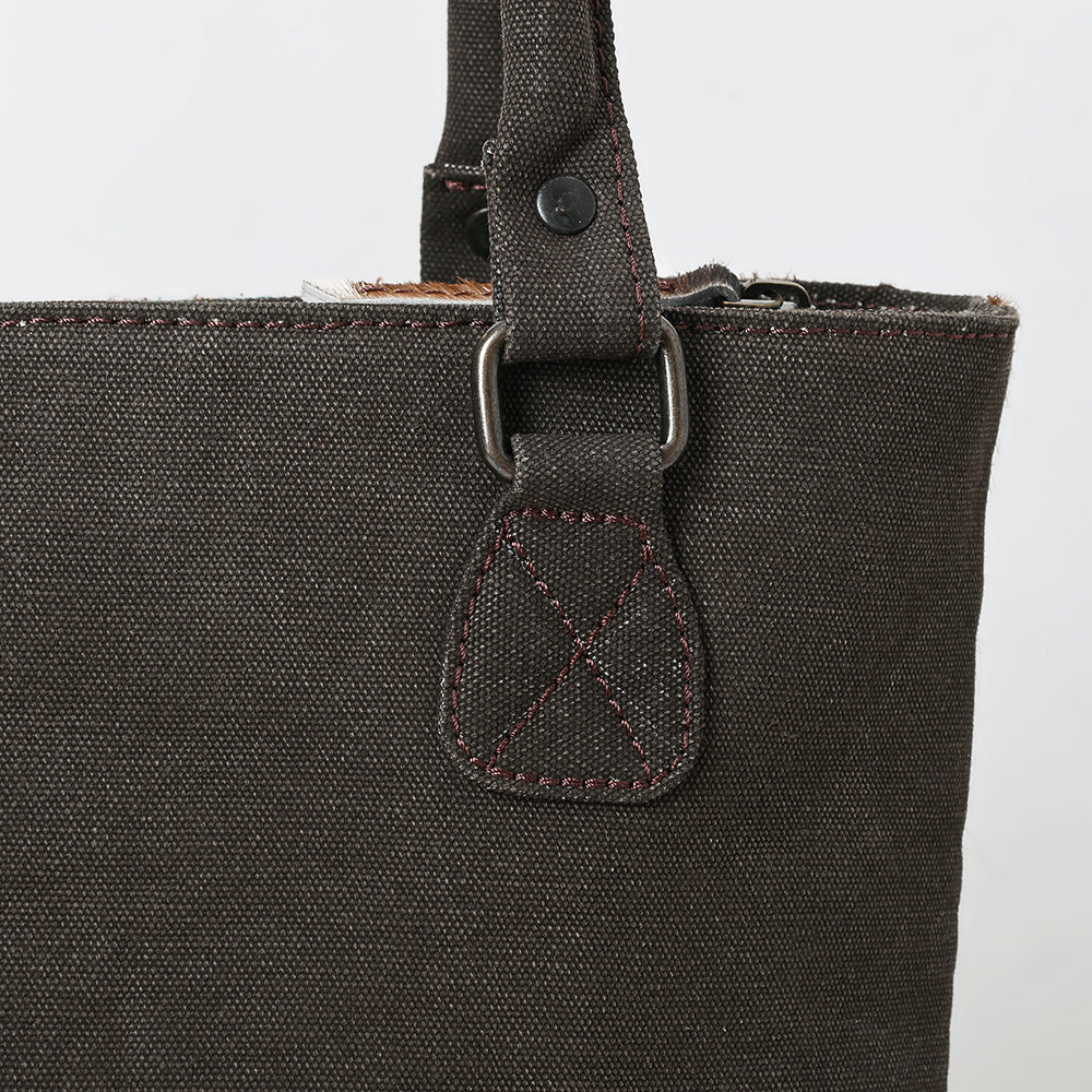 Ohlay Tote Hair-On Upcycled Canvas Genuine Leather