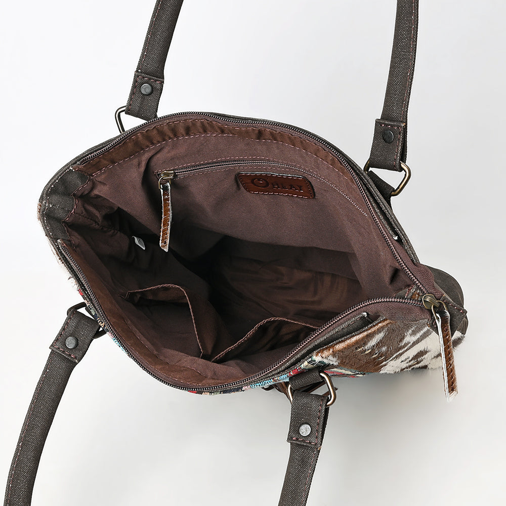 Ohlay Tote Hair-On Upcycled Canvas Genuine Leather