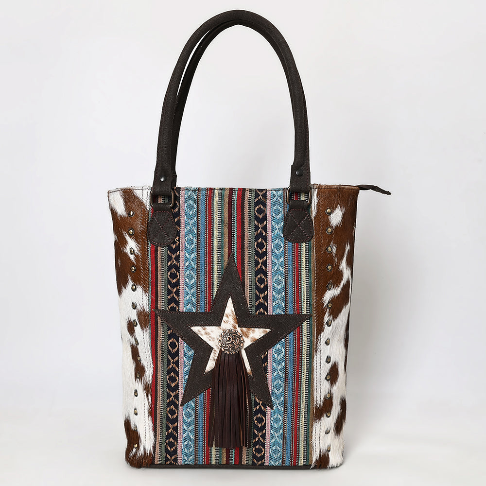 Ohlay Tote Hair-On Upcycled Canvas Genuine Leather