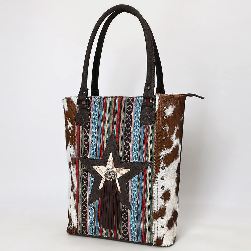 Ohlay Tote Hair-On Upcycled Canvas Genuine Leather