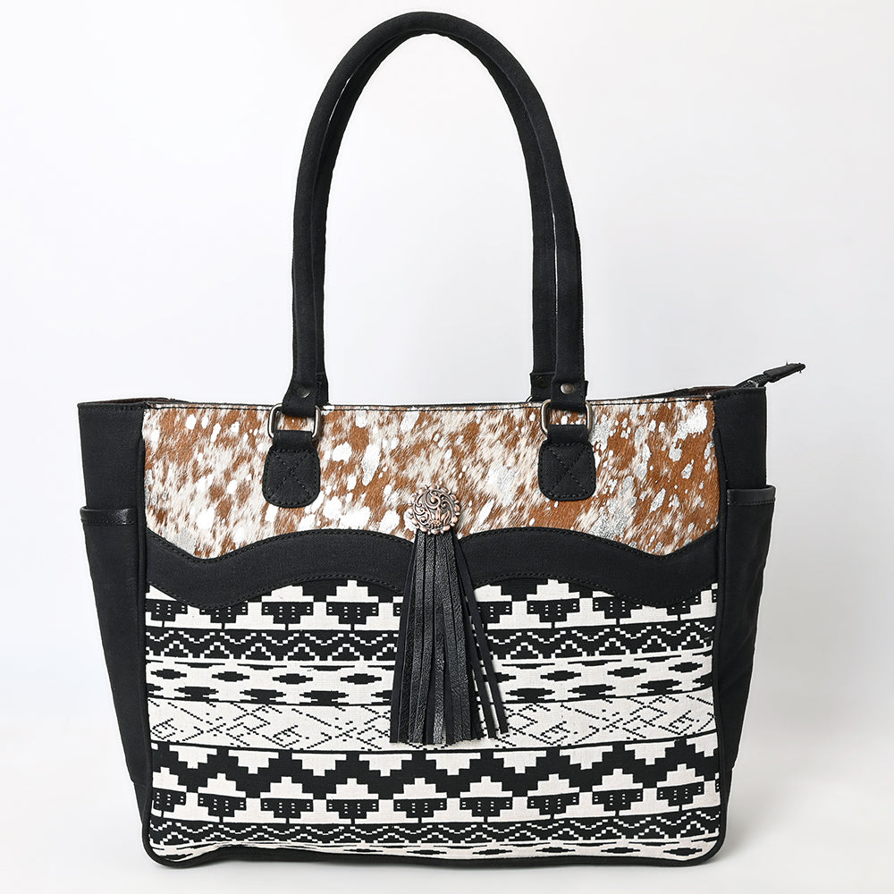 Ohlay Tote Hair-On Upcycled Canvas Genuine Leather