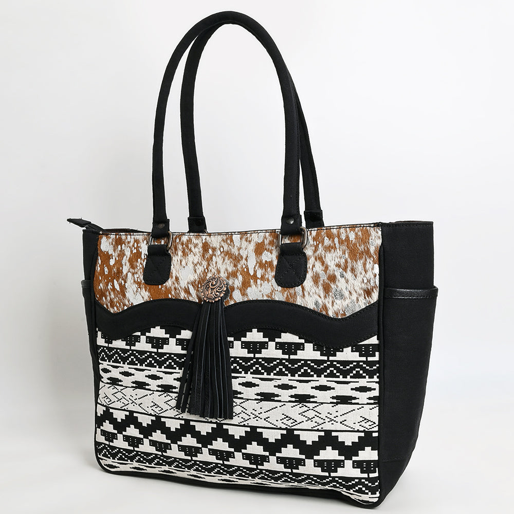 Ohlay Tote Hair-On Upcycled Canvas Genuine Leather