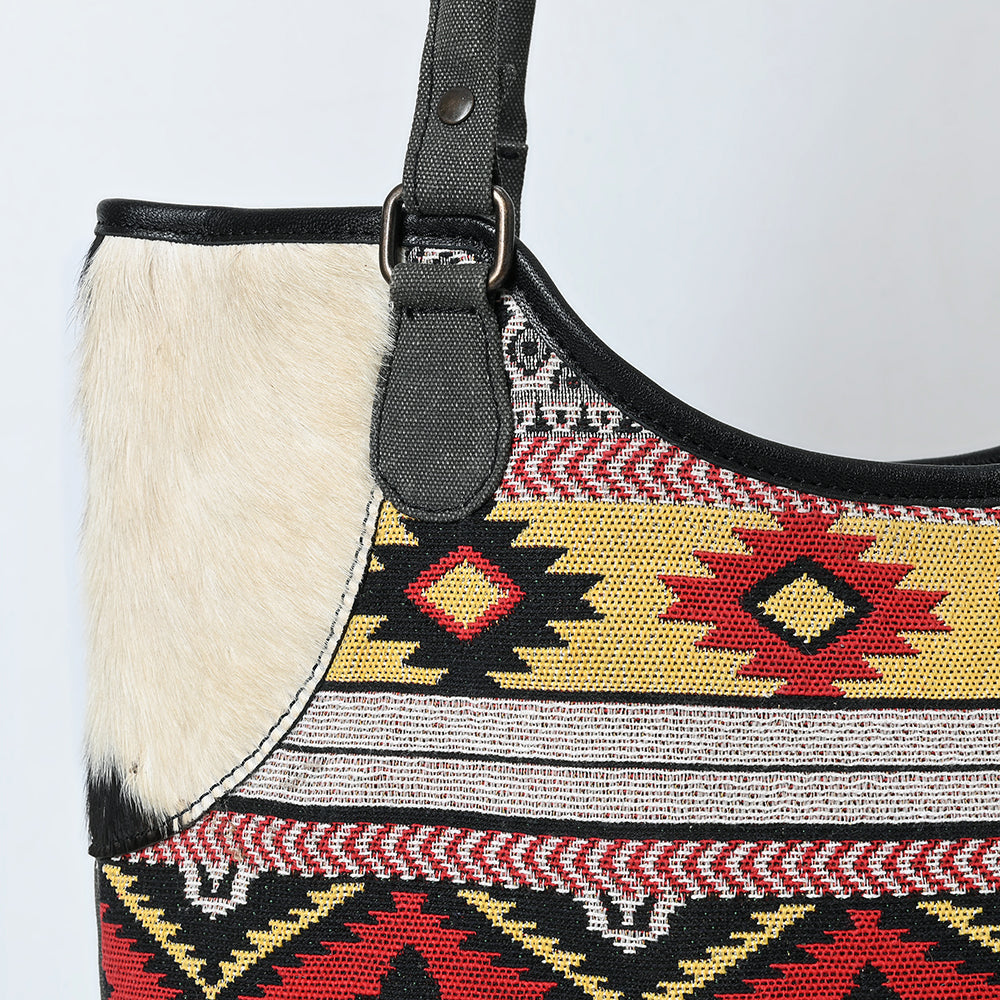 Ohlay Tote Hair-On Upcycled Canvas Genuine Leather