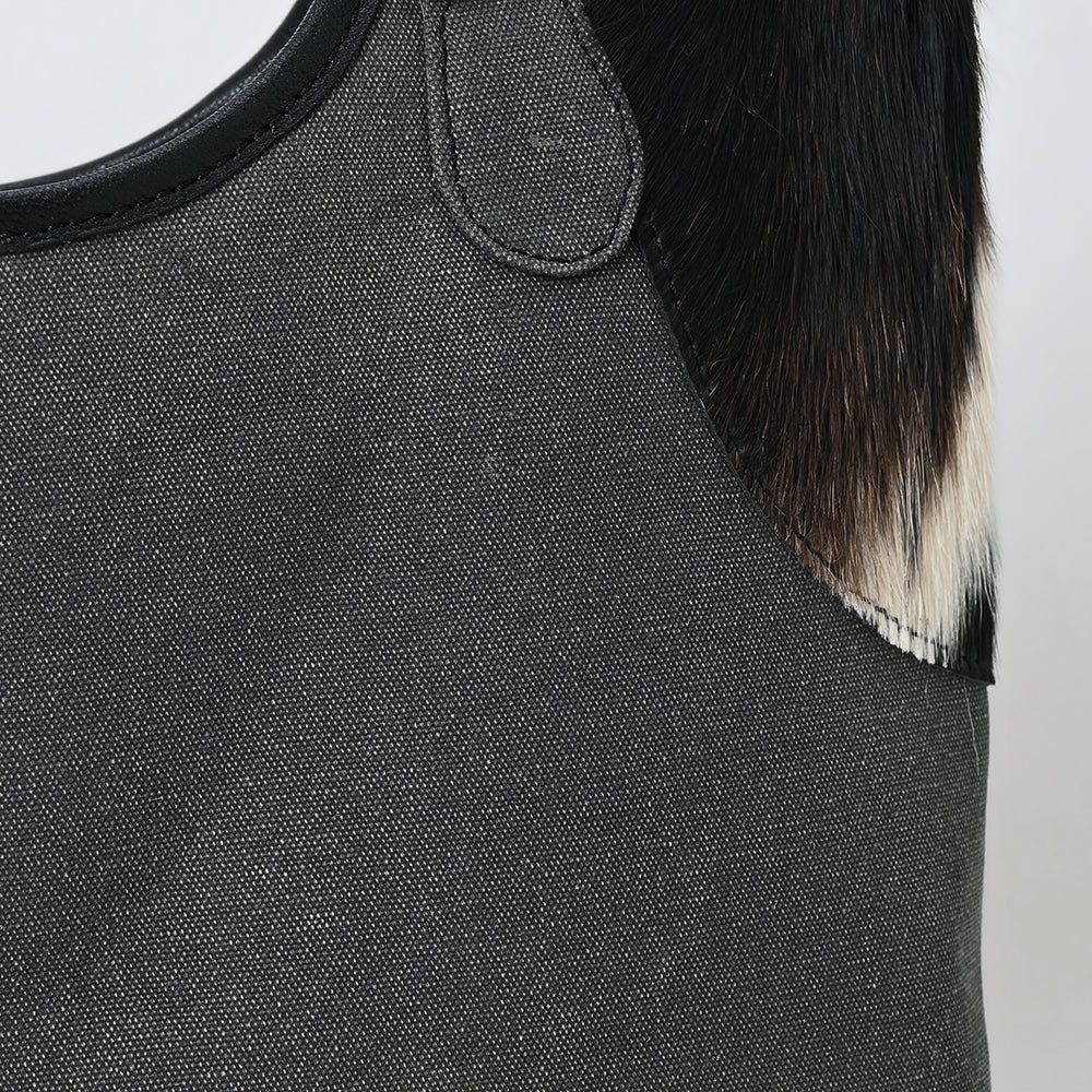 Ohlay Tote Hair-On Upcycled Canvas Genuine Leather