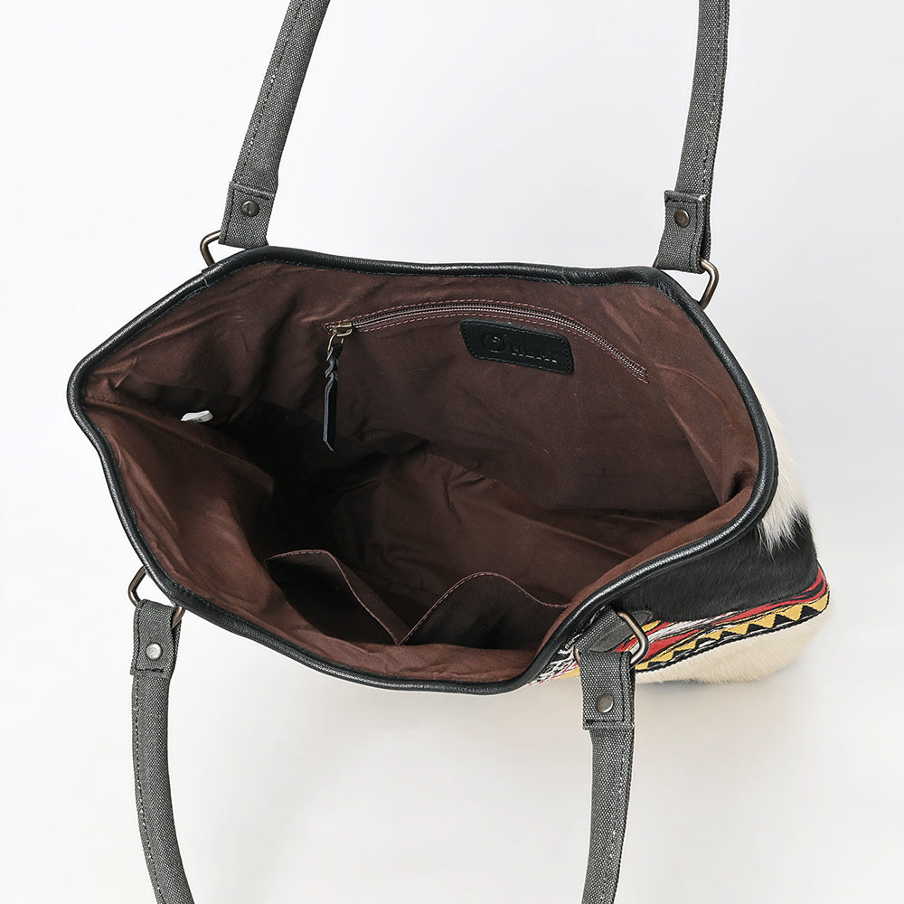 Ohlay Tote Hair-On Upcycled Canvas Genuine Leather