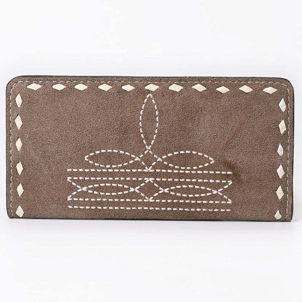 American Darling Western Black Clutch Bag Handcrafted from Genuine Suede Leather | Boot Stitched Design, Buckstitch Trim & Multi-Compartment Interior