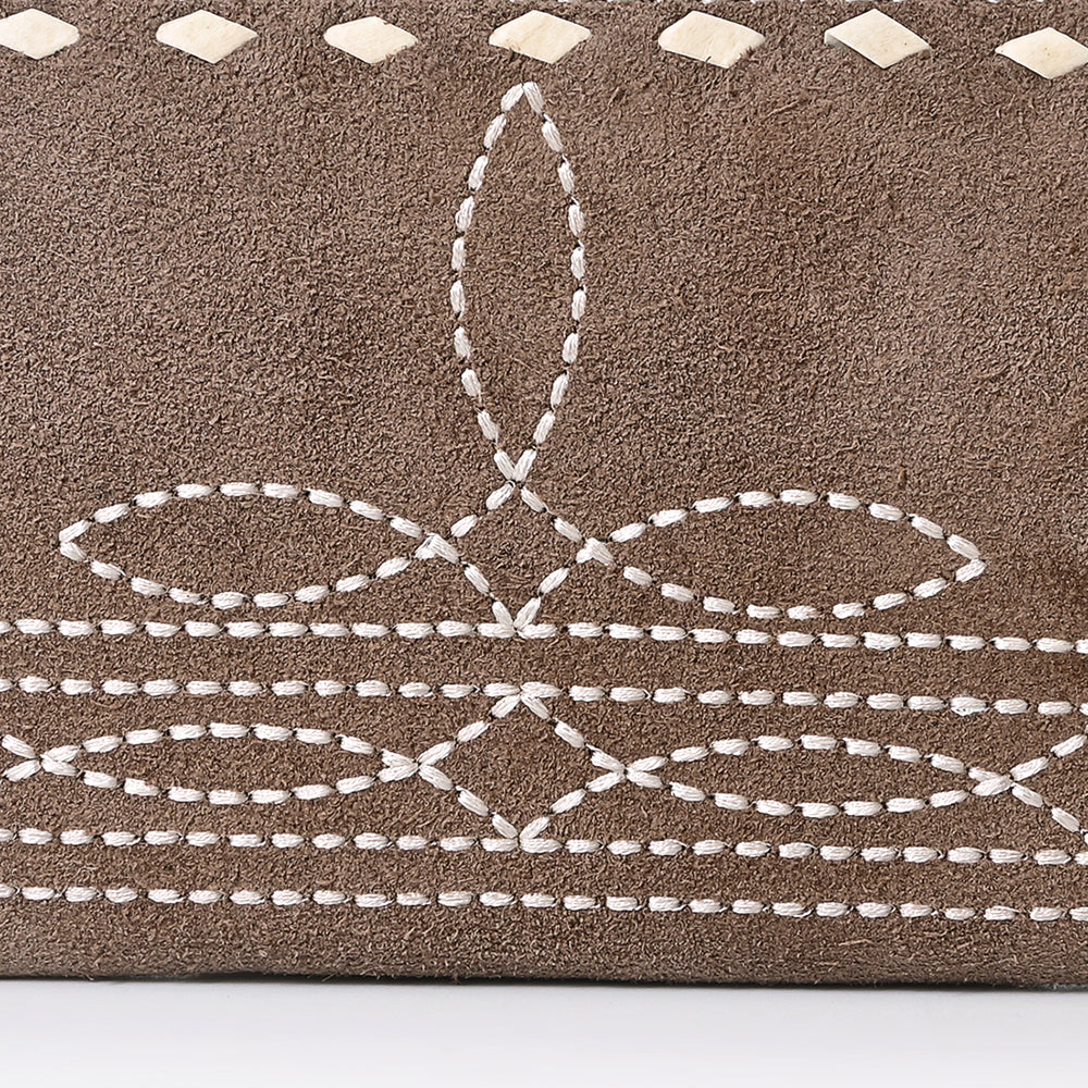 American Darling Western Black Clutch Bag Handcrafted from Genuine Suede Leather | Boot Stitched Design, Buckstitch Trim & Multi-Compartment Interior
