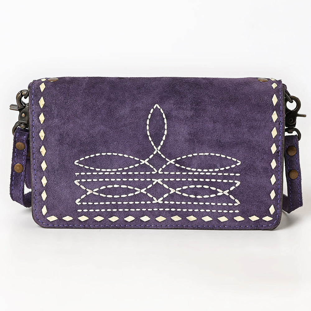 American Darling Western Small Cross Body Genuine Leather Handbag Purse Wallet Bag For Women Girls Purple