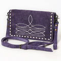 American Darling Western Small Cross Body Genuine Leather Handbag Purse Wallet Bag For Women Girls Purple